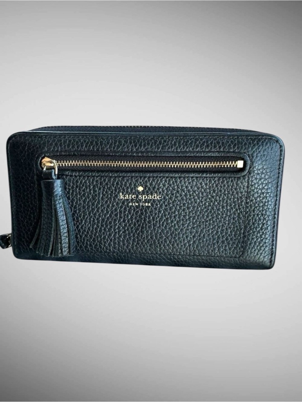 Kate Spade Chester Street Neda Black Pebbled Leather Zip Around Wallet